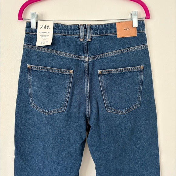 Zara NEW Super High Rise Straight Leg Full Length Jeans in Rigid Size 8 - Picture 7 of 7
